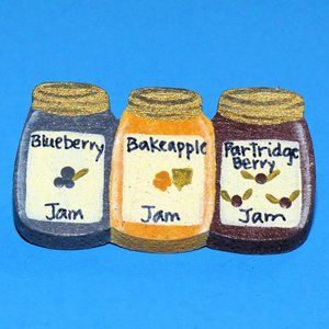 Vintage Handmade Jam Jars Brooch Pin Jelly Artisan Handcrafted Signed KBN